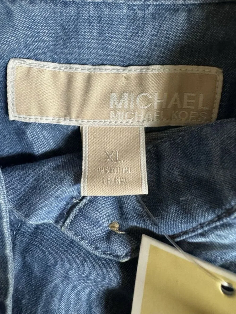 NWT Michael Michael Kors XL Chambray Sleeveless Button Front Top Floral